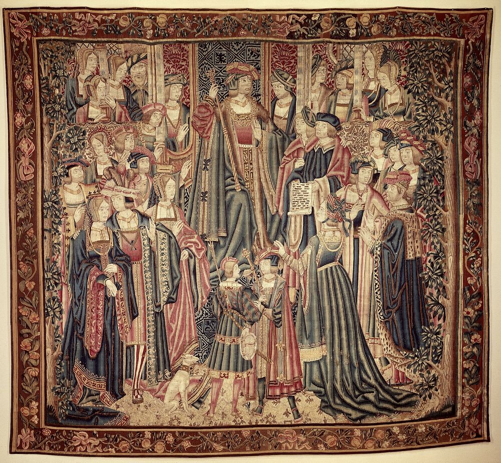 Hofscène met een vorst op de troon, omringd door hovelingen (c. 1500 - c. 1525) by anonymous