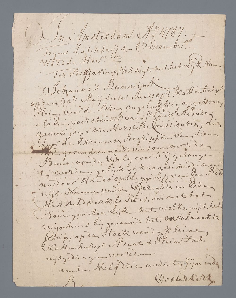 Grafschrift en uitnodiging voor de begrafenis van Johannes Bannink (1787) by anonymous