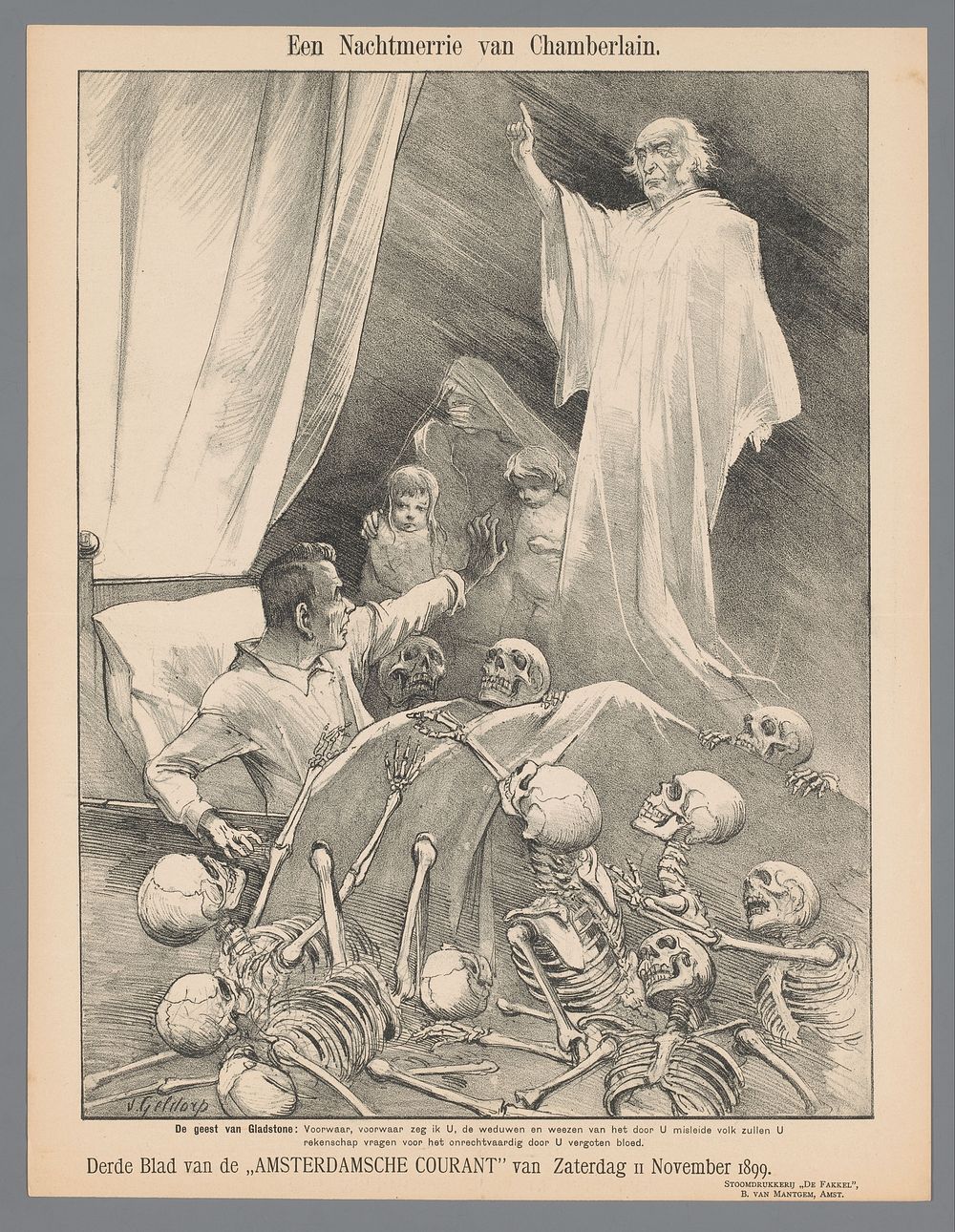 Een Nachtmerrie van Chamberlain (1899) by Petrus van Geldorp and De Fakkel