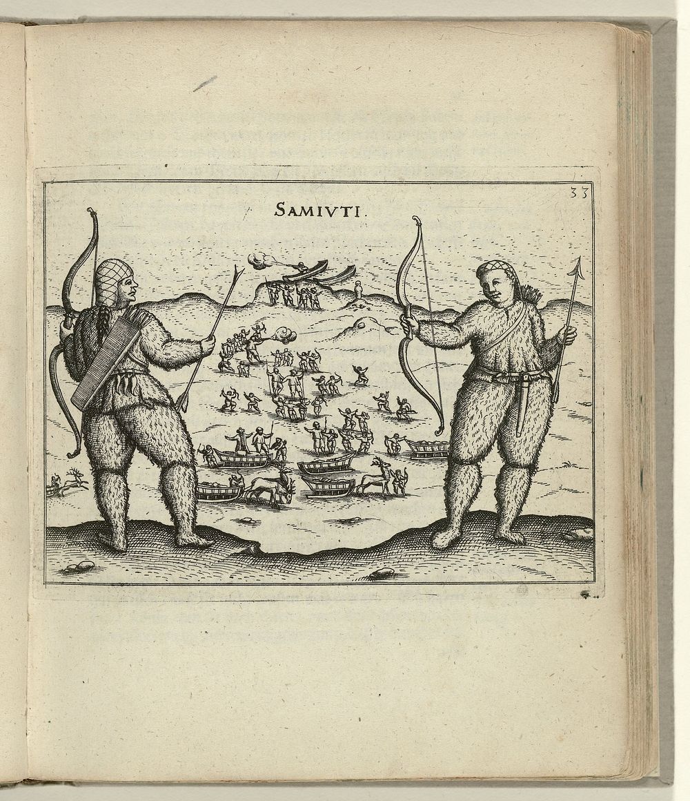 Samojeden met pijl en boog, 1595 (1598) by anonymous, Gerrit de Veer, Levinus Hulsius and Christoff Lochner