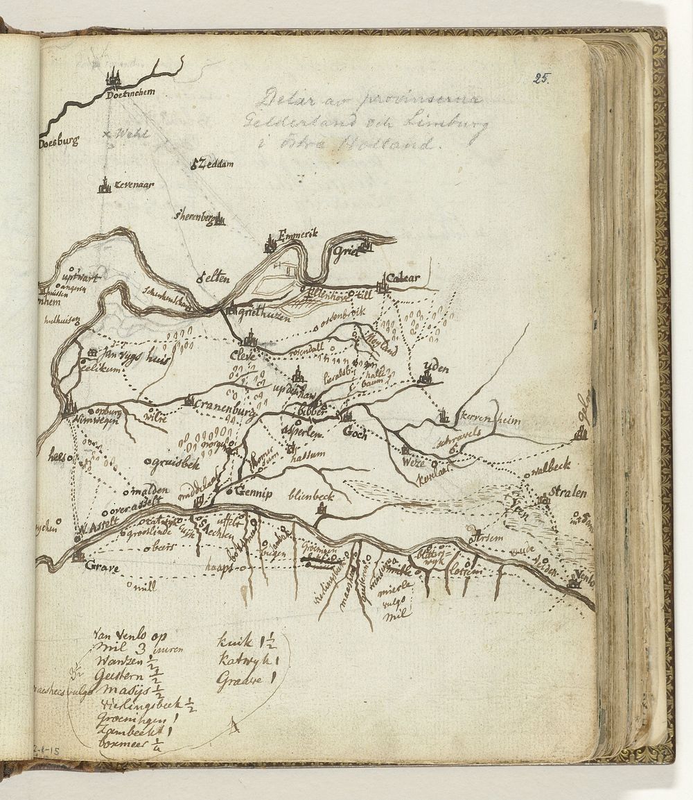 Kaart van de streek tussen Doetinchem en Venlo (1770 - 1778) by Jan Brandes