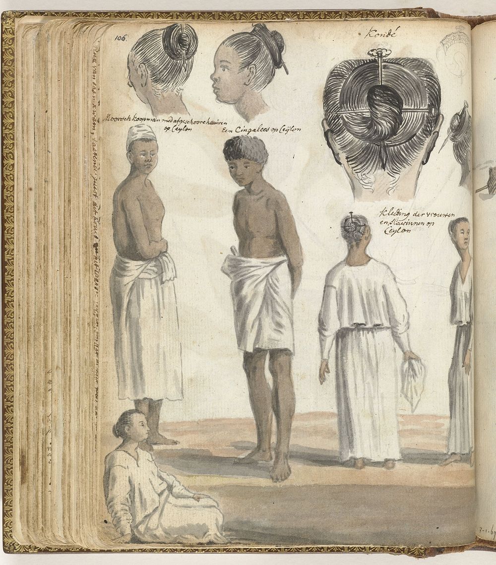 Haardracht, volkstypen op Ceylon (1785 - 1786) by Jan Brandes