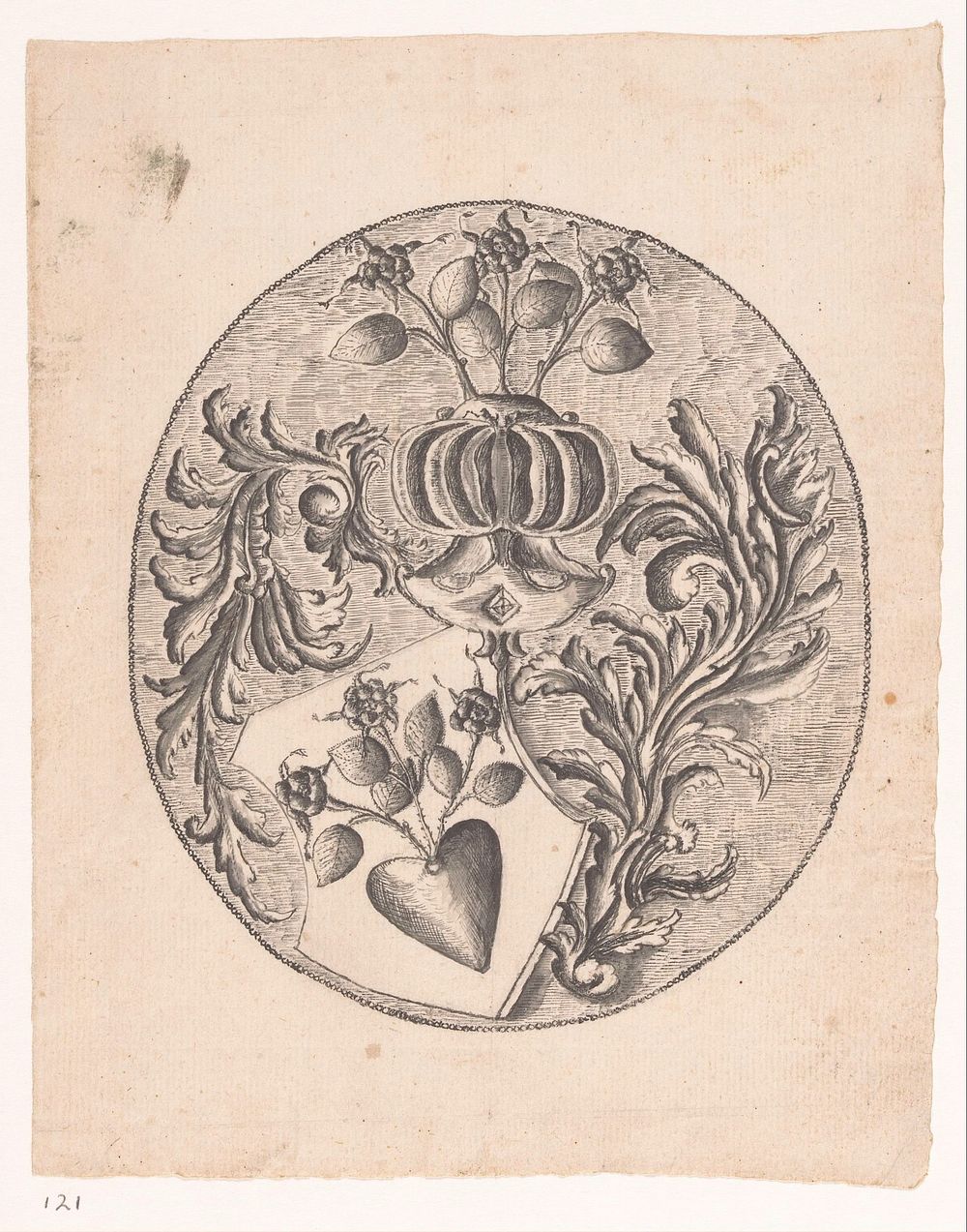 Familiewapen met roos (1770 - 1808) by Jan Brandes