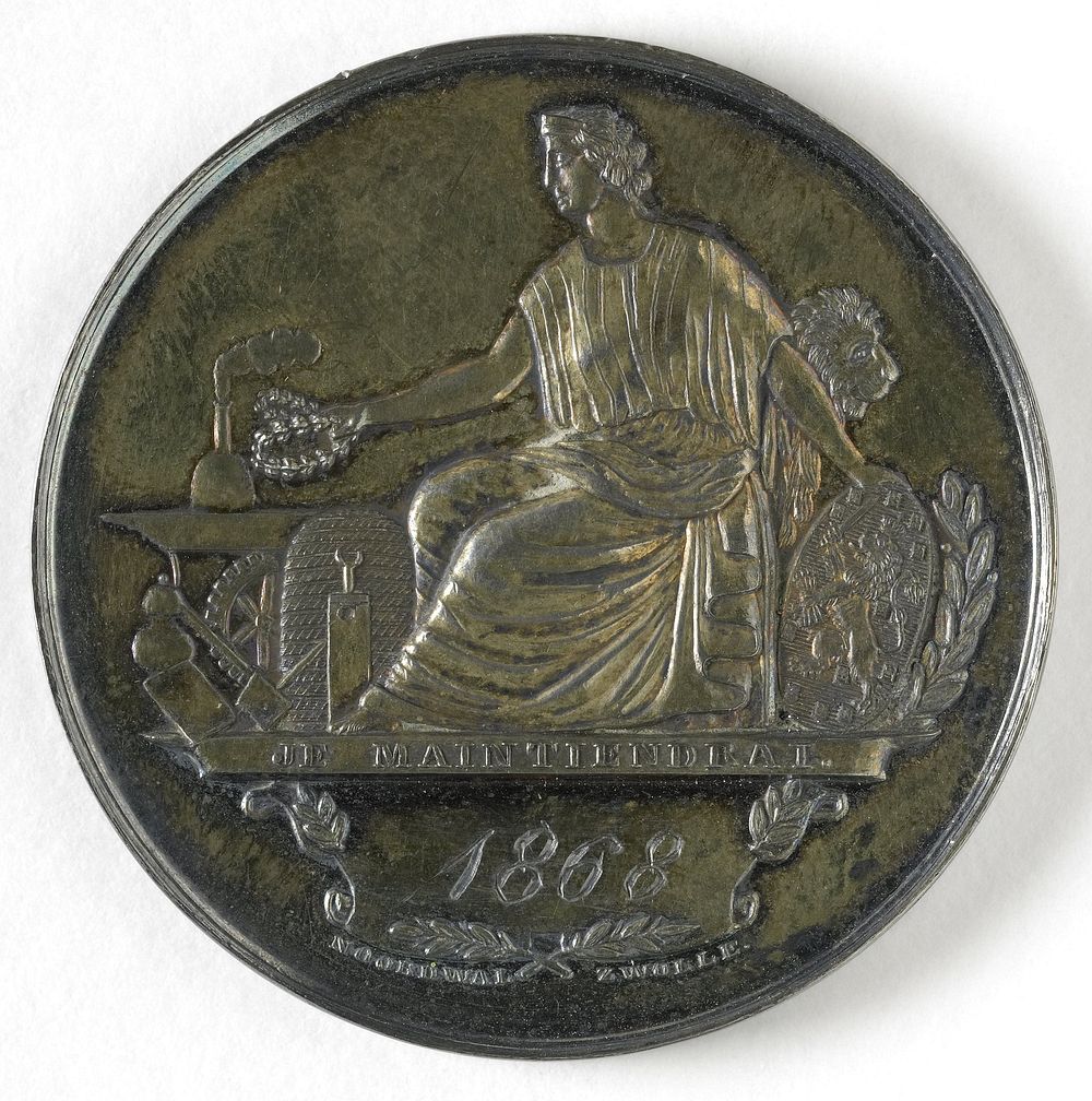 Prijspenning, verleend aan Bart van Hove in 1868 door de Vereeniging ter bevordering van fabriek en handwerknijverheid in…