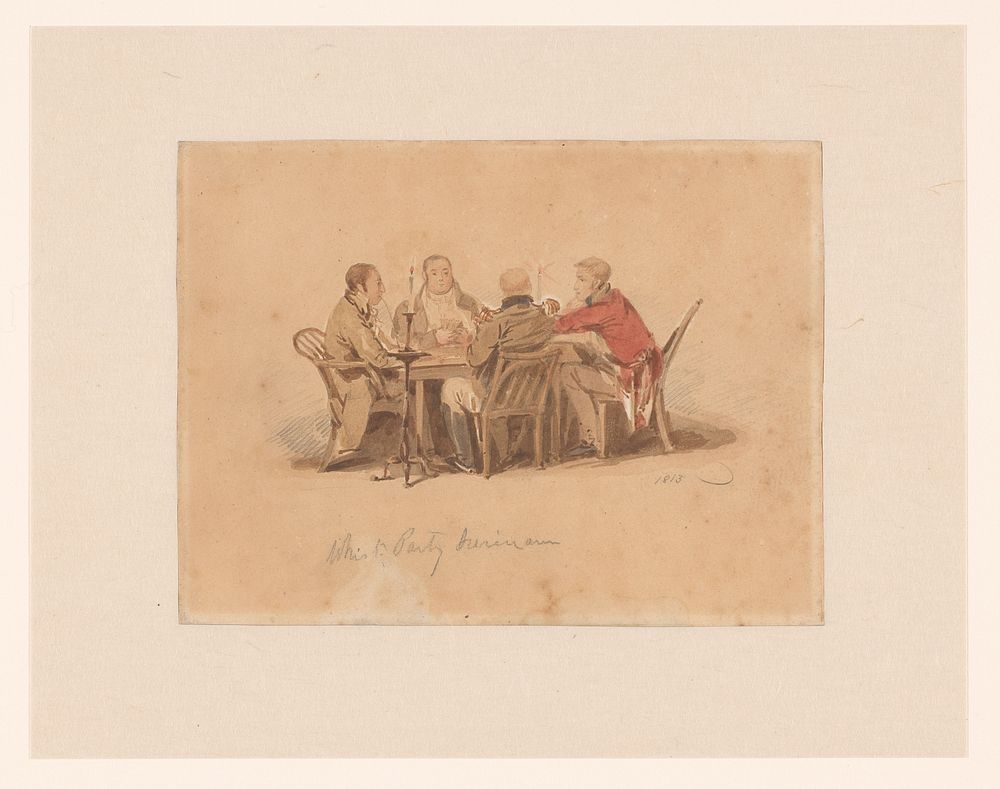 Kaartspelend gezelschap in Suriname (1813) by anonymous