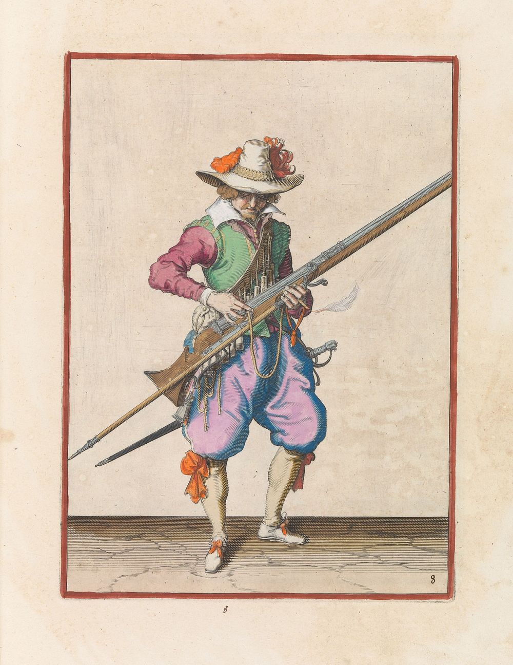 Soldaat die zijn lont op de haan van zijn musket drukt (c. 1597 - 1607) by Jacques de Gheyn II and Jacques de Gheyn II