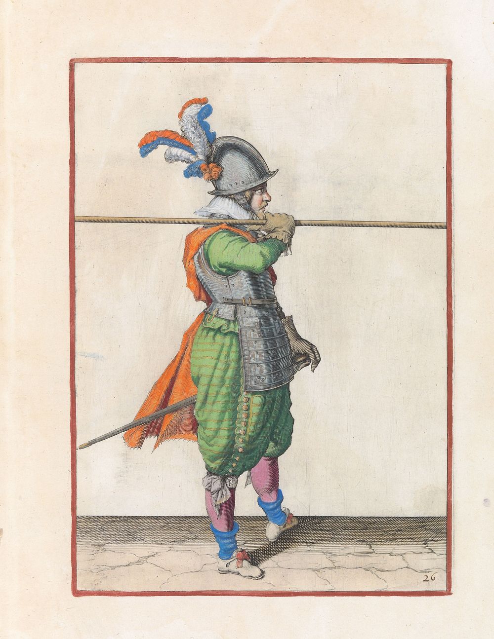 Soldaat die zijn spies horizontaal op zijn rechterschouder draagt (c. 1597 - 1607) by Jacques de Gheyn II and Jacques de…