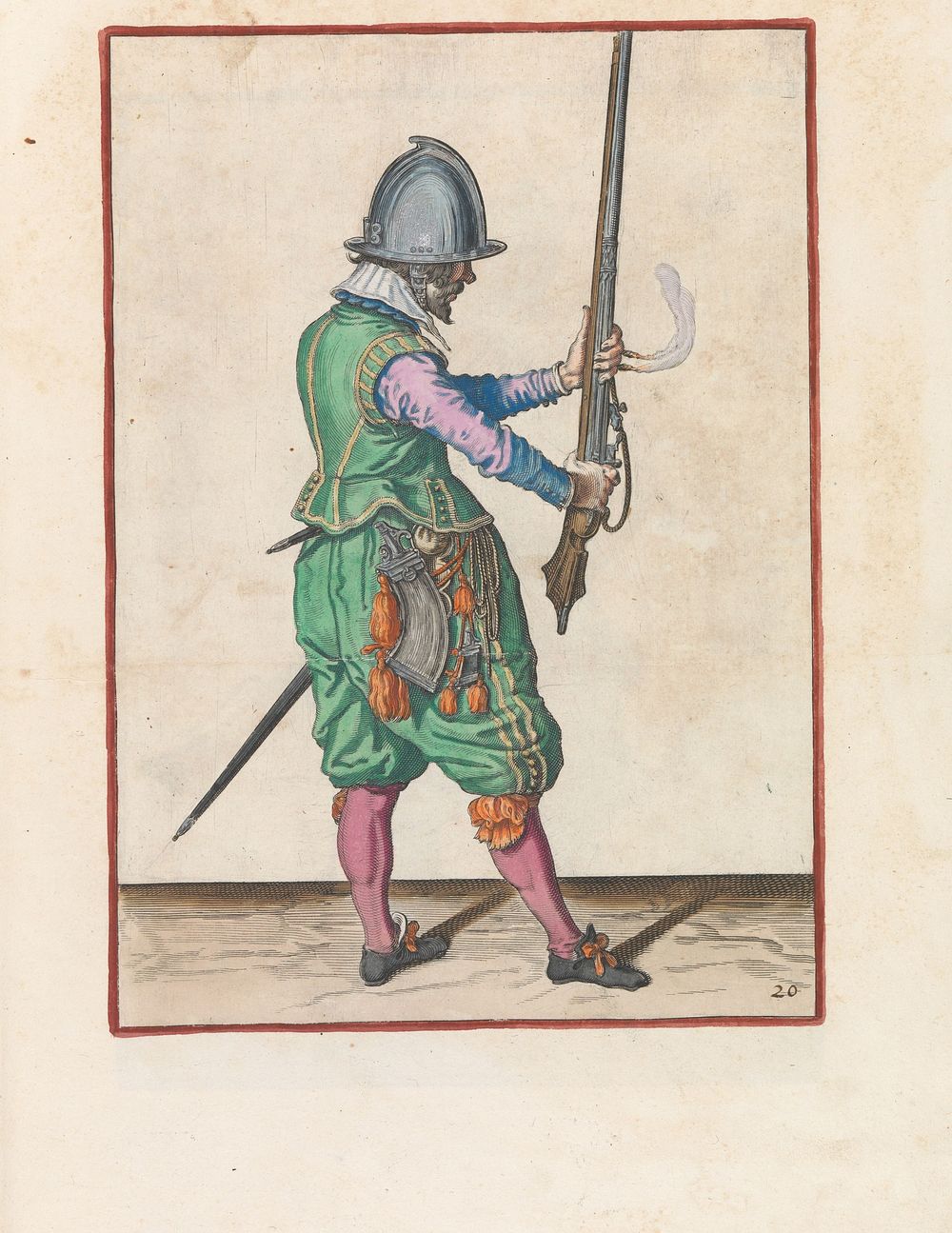 Soldaat die zijn roer met beide handen rechtop voor zich vasthoudt (c. 1597 - 1607) by Jacques de Gheyn II and Jacques de…