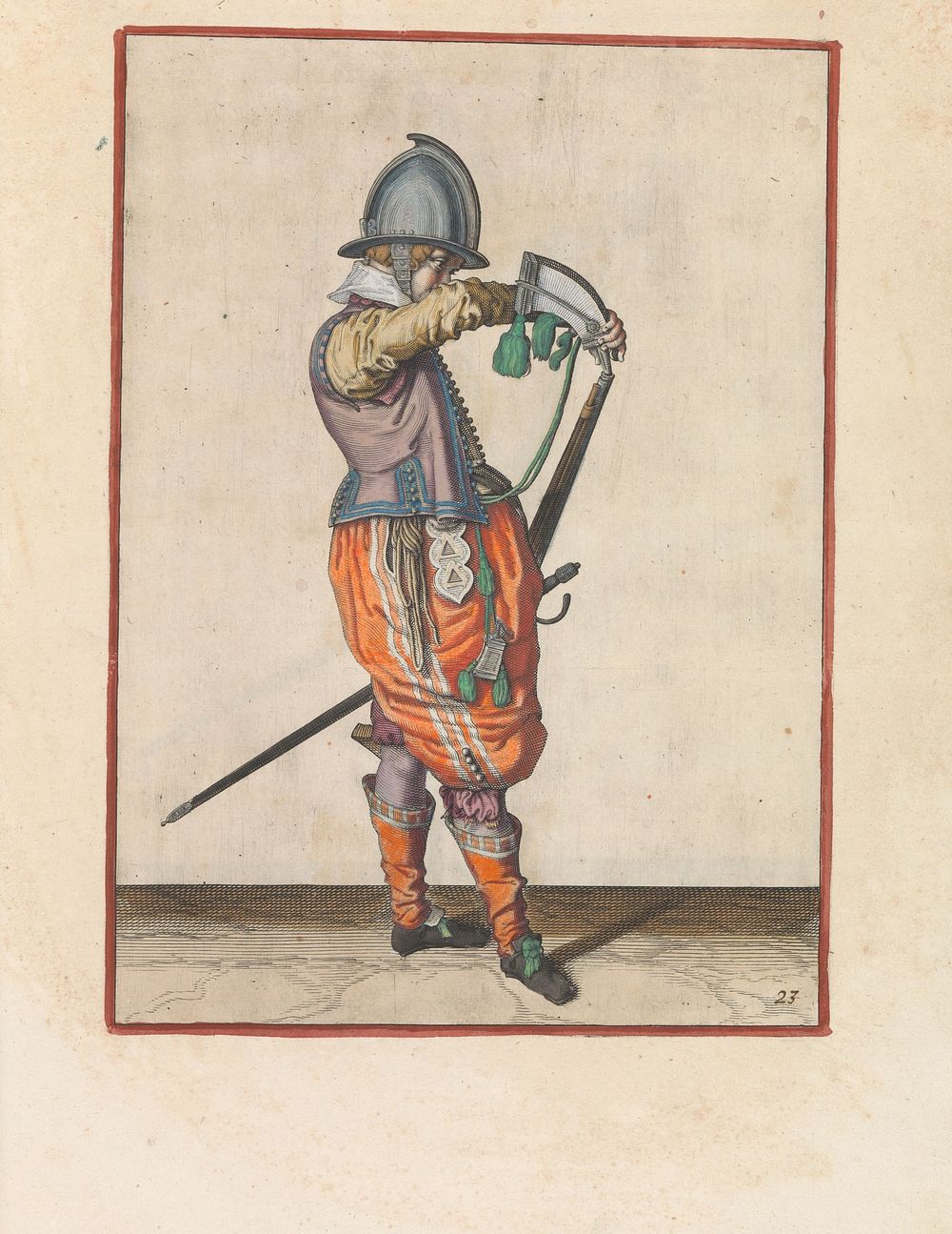 Soldaat die kruit in de loop van zijn roer giet (c. 1597 - 1607) by Jacques de Gheyn II and Jacques de Gheyn II