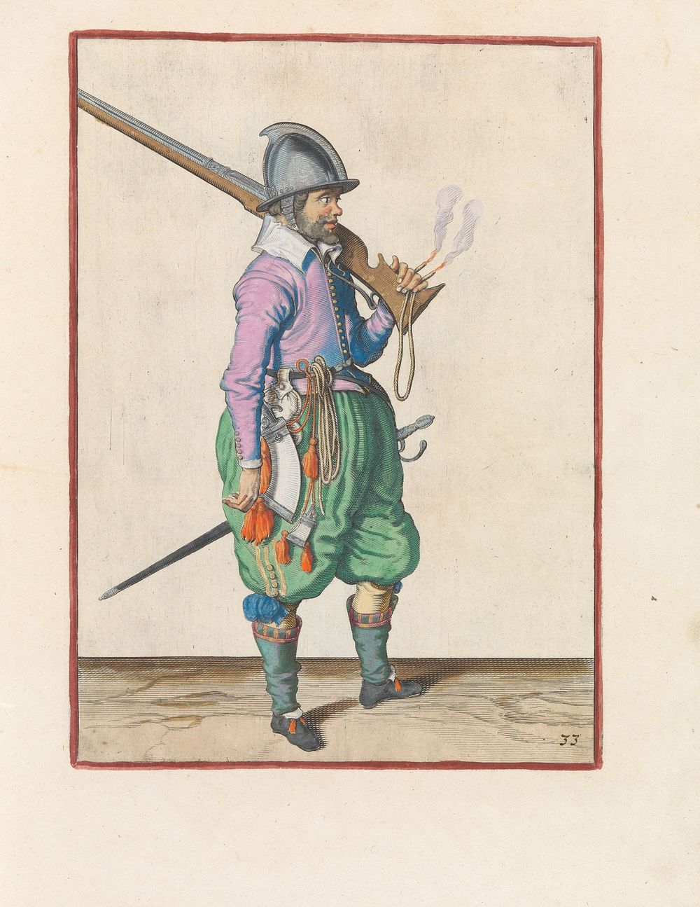 Soldaat die zijn roer op zijn schouder draagt (c. 1597 - 1607) by Jacques de Gheyn II and Jacques de Gheyn II