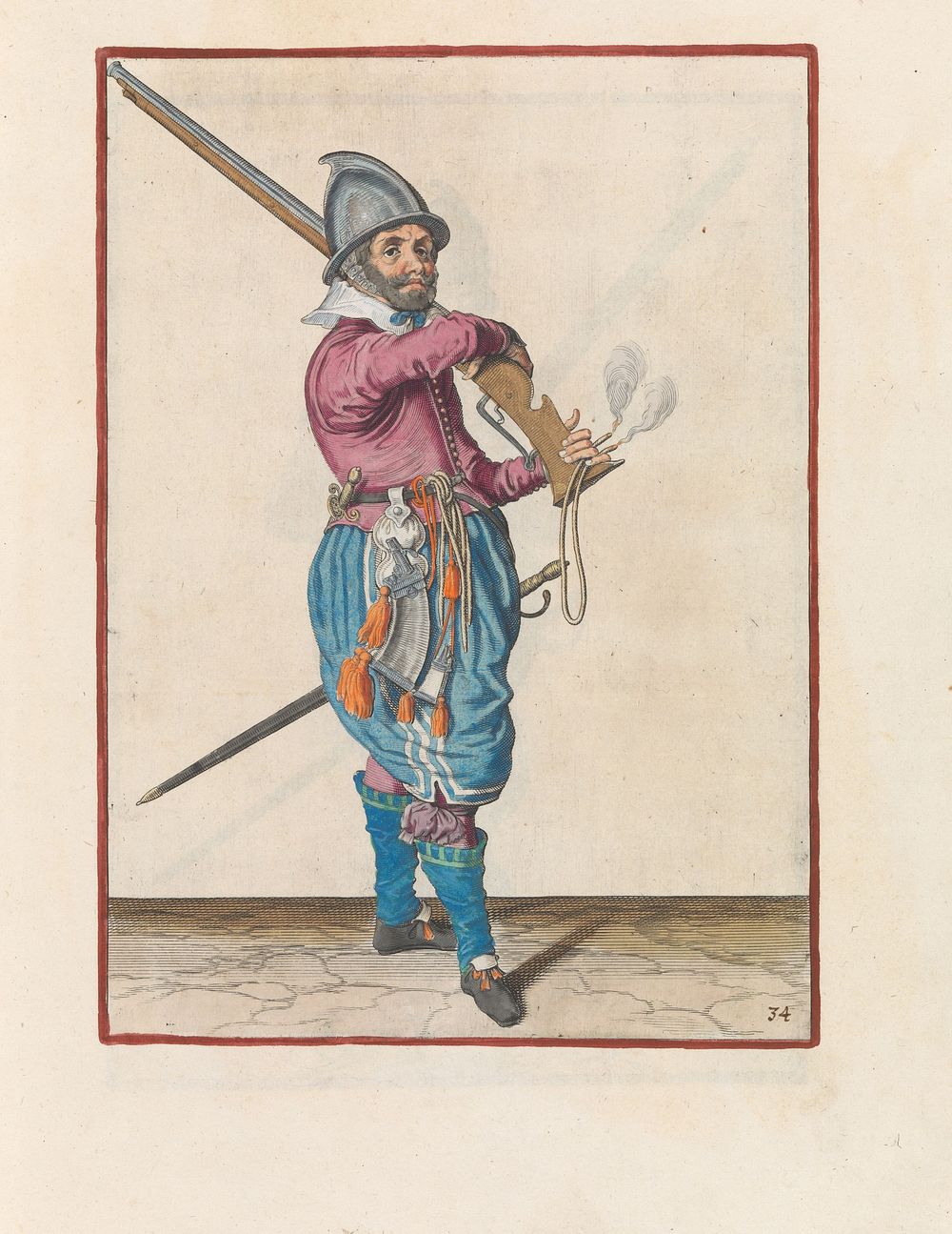 Soldaat op wacht die zijn roer van zijn schouder neemt (c. 1597 - 1607) by Jacques de Gheyn II and Jacques de Gheyn II