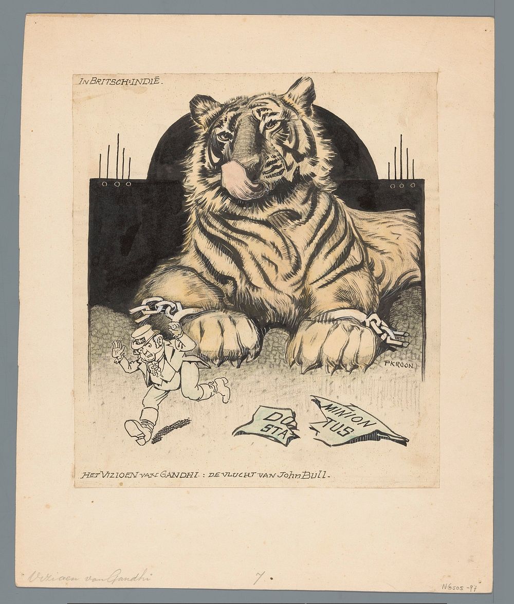 John Bull vlucht voor de Indiaase tijger (1920 - 1935) by Patricq Kroon