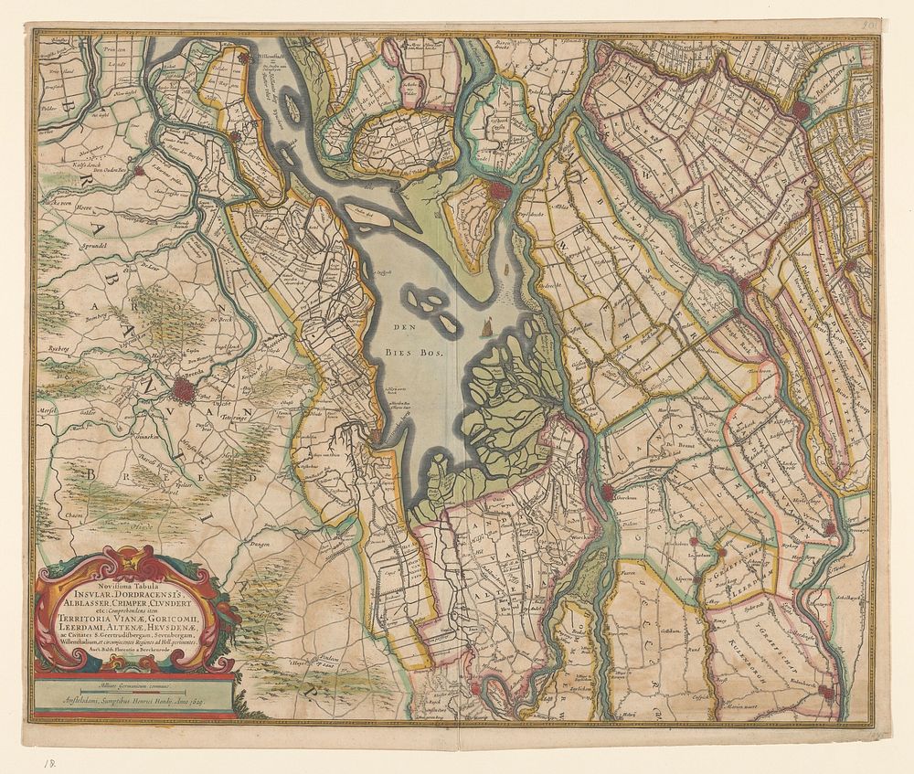 Kaart van delen van Noord-Brabant, Zuid-Holland en Gelderland (1629) by Balthasar Florisz van Berckenrode and Henricus…