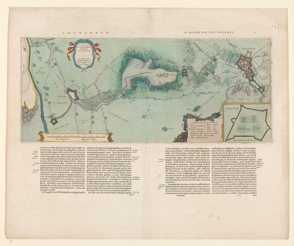 Kaart van het gebied tussen Bergen op Zoom en Steenbergen (1630) by Franciscus van Schooten I and Willem Janszoon Blaeu