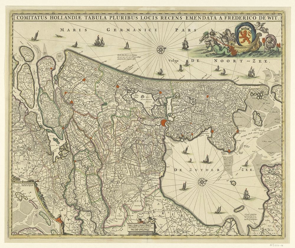 Kaart van graafschap Holland (c. 1670) by Frederik de Wit and anonymous