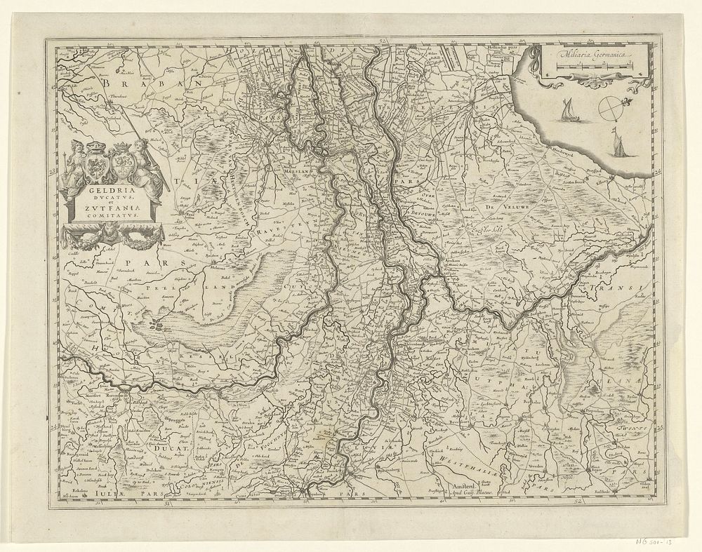 Kaart van Gelderland en Zutphen (1630 - 1631) by Willem Janszoon Blaeu and anonymous