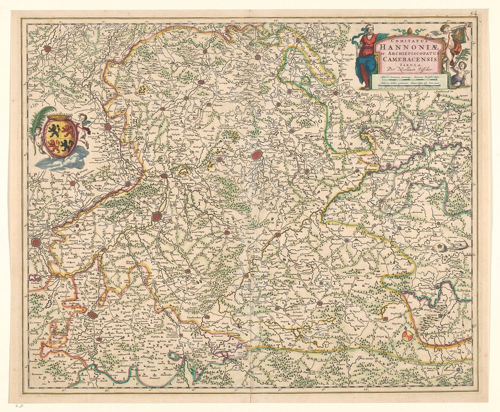 Cartografie in 17de eeuw, Henegouwen en van het aartsbisdom Kamerijk (1650 - 1700) by Nicolaes Visscher I and Nicolaes…