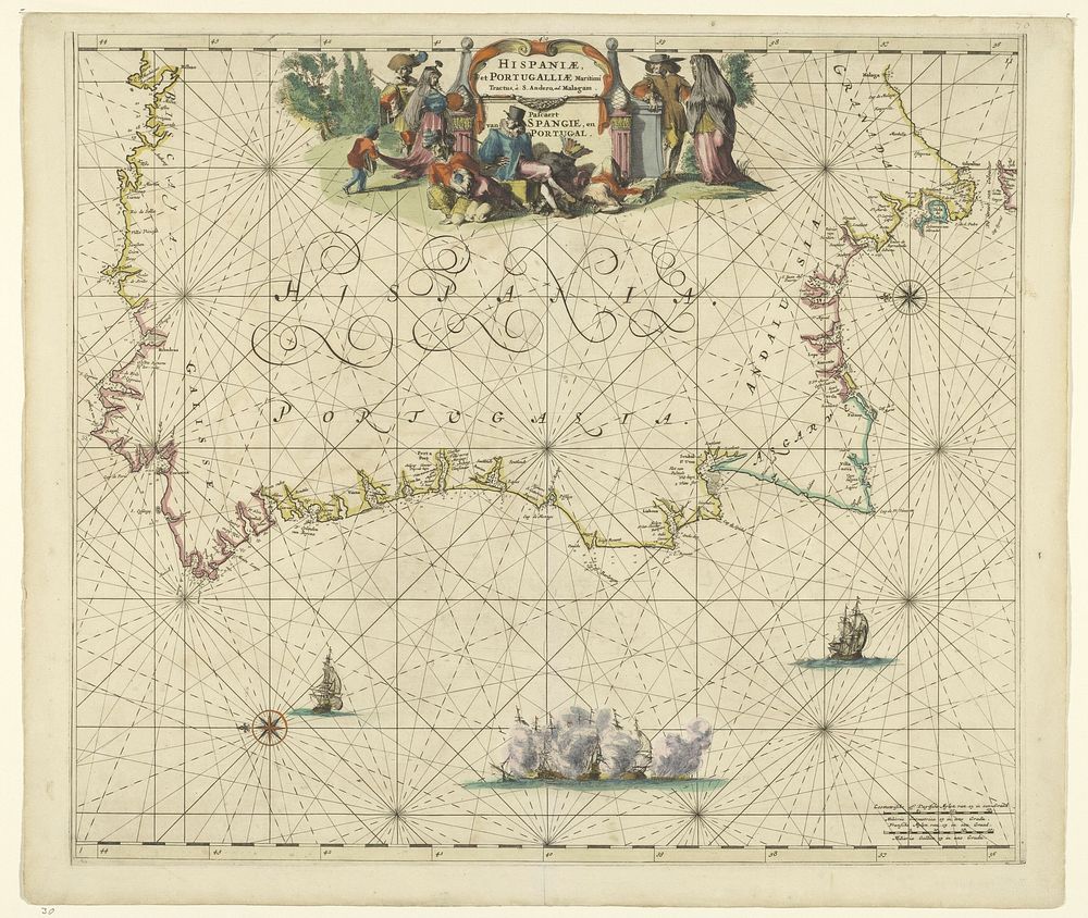 Kaart van de kust van Spanje en Portugal (1670 - 1675) by Frederik de Wit, anonymous and Romeyn de Hooghe