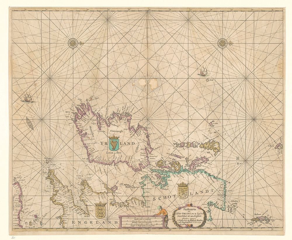 Zeekaart van de zee ten westen van Ierland (1670) by Hendrick Doncker I and anonymous
