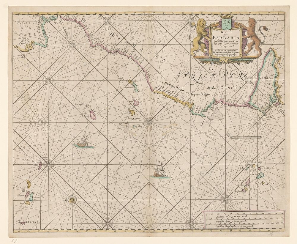 Paskaart van de noordwestkust van Afrika (1659) by Hendrick Doncker I and anonymous