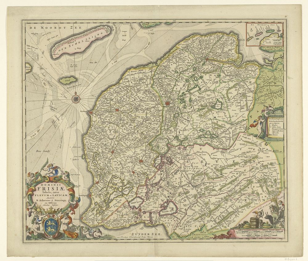 Kaart van de provincie Friesland (1670 - 1690) by Bernardus Schotanus à Sterringa, anonymous, Nicolaes Visscher II and…