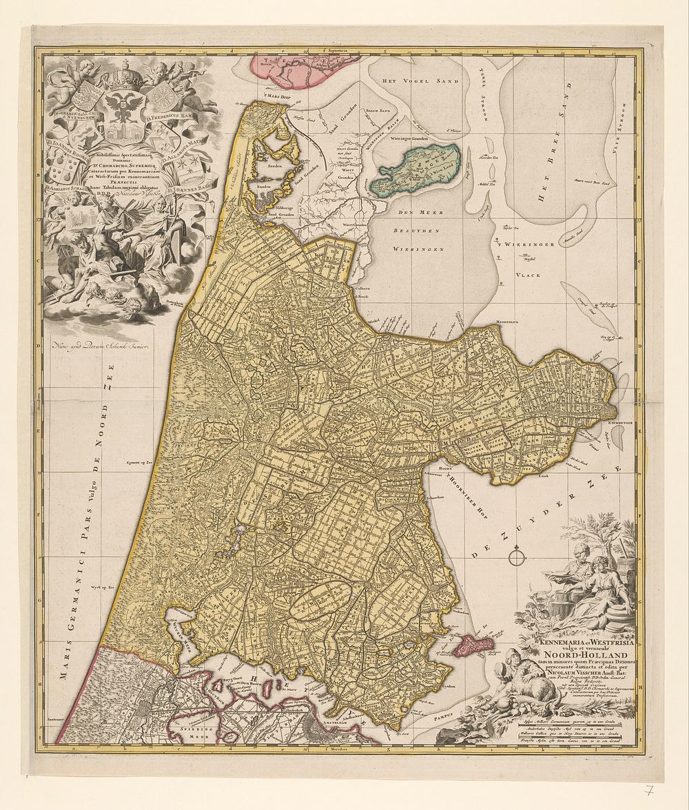 Kaart van Noord-Holland (c. 1700 - c. 1710) by Nicolaes Visscher II, Pieter Schenk II and Staten Generaal der Verenigde…