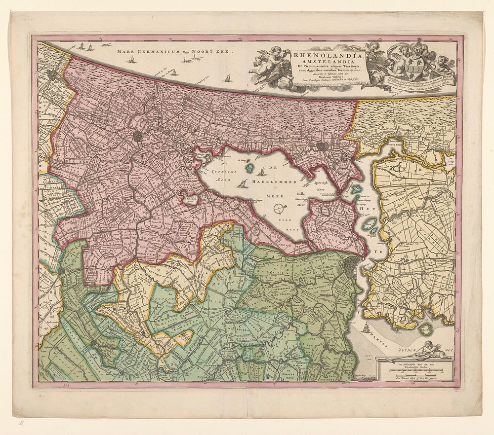Kaart van Rijnland en Amstelland (c. 1675) by Nicolaes Visscher I, Nicolaes Visscher I, Staten van Holland en West…