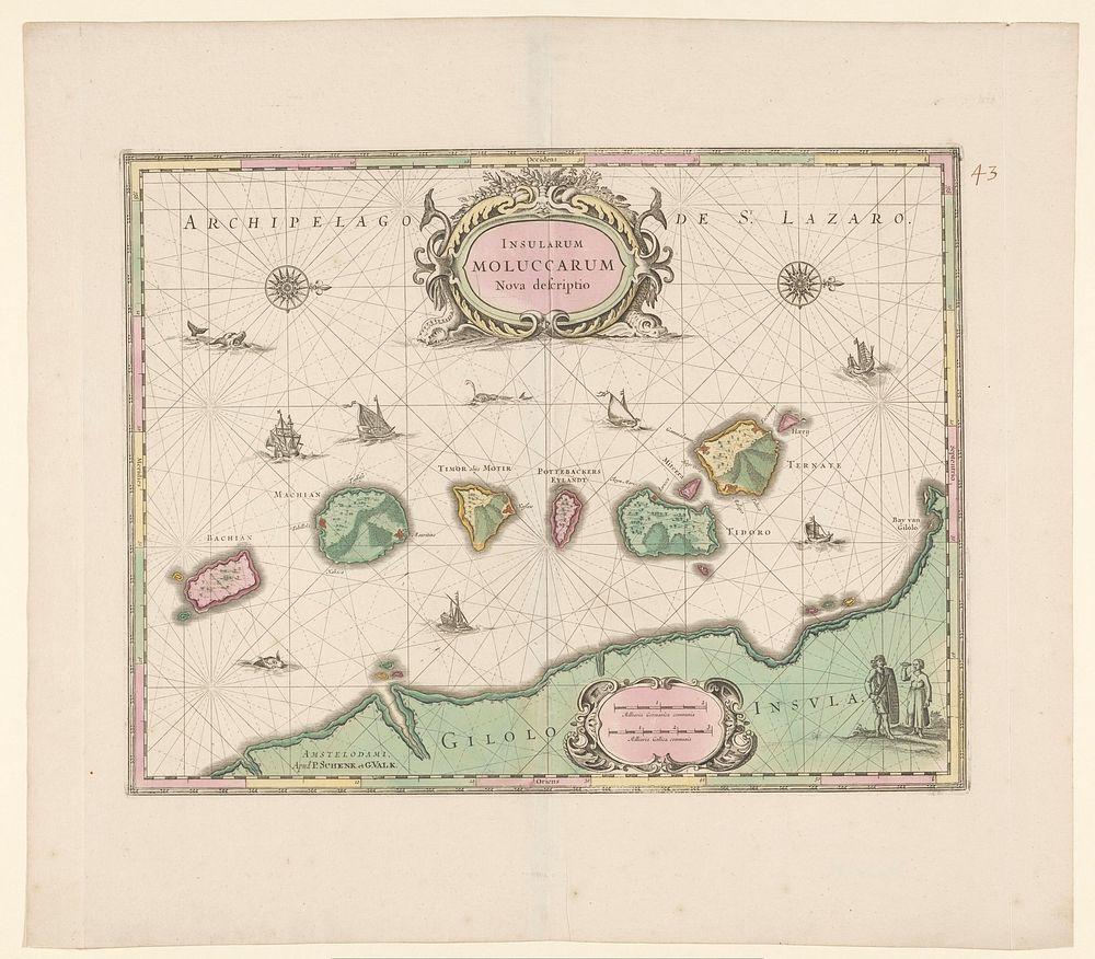 Kaart van de Noord-Molukken (1670 - 1726) by Pieter Schenk I, Gerard Valck and anonymous