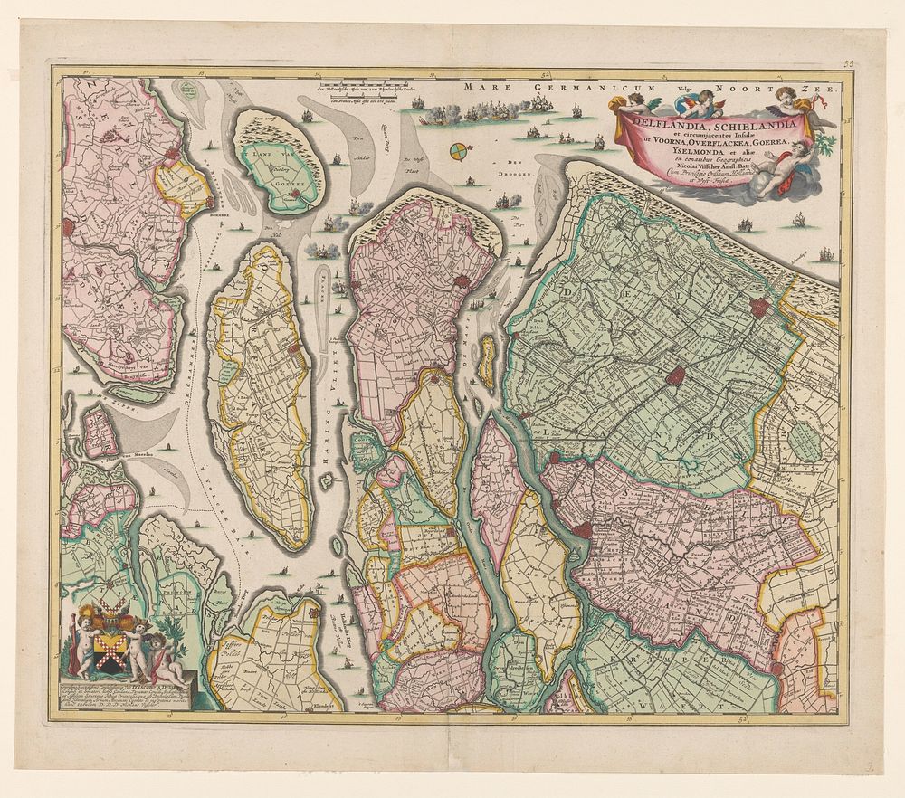 Kaart van Zuid-Holland (c. 1675) by Nicolaes Visscher I, Nicolaes Visscher I, Staten van Holland en West Friesland, Jacob…