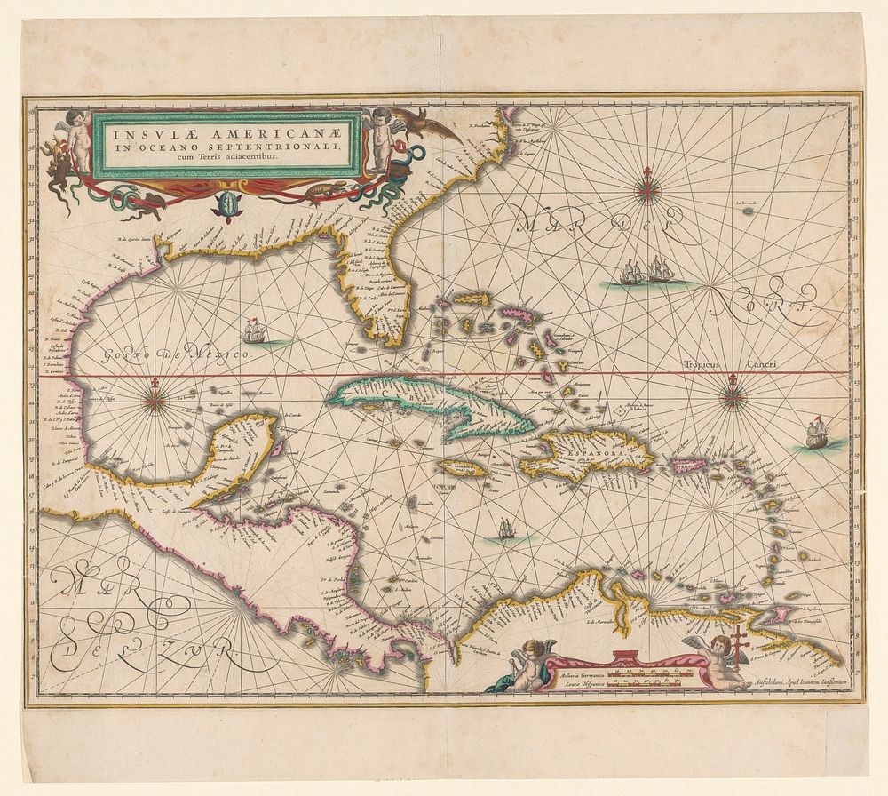Kaart van Midden-Amerika en het Caraïbisch gebied (1640 - 1660) by Johannes Janssonius