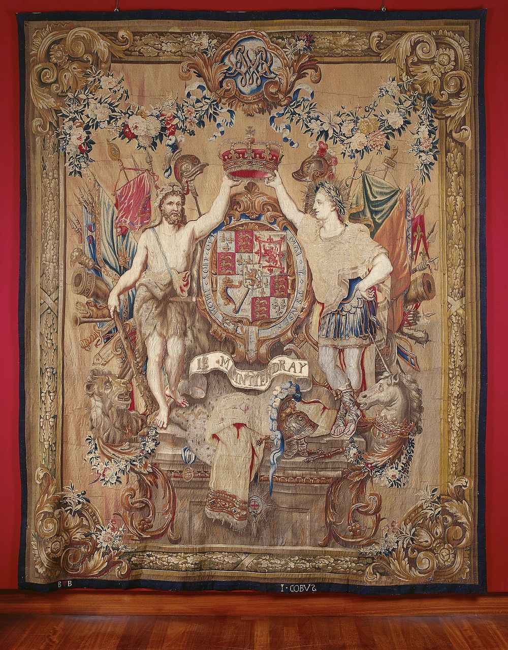 Wapentapijt van koning Willem III, stadhouder van de Nederlanden, en koningin Mary Stuart II (c. 1689 - c. 1694) by Jan…