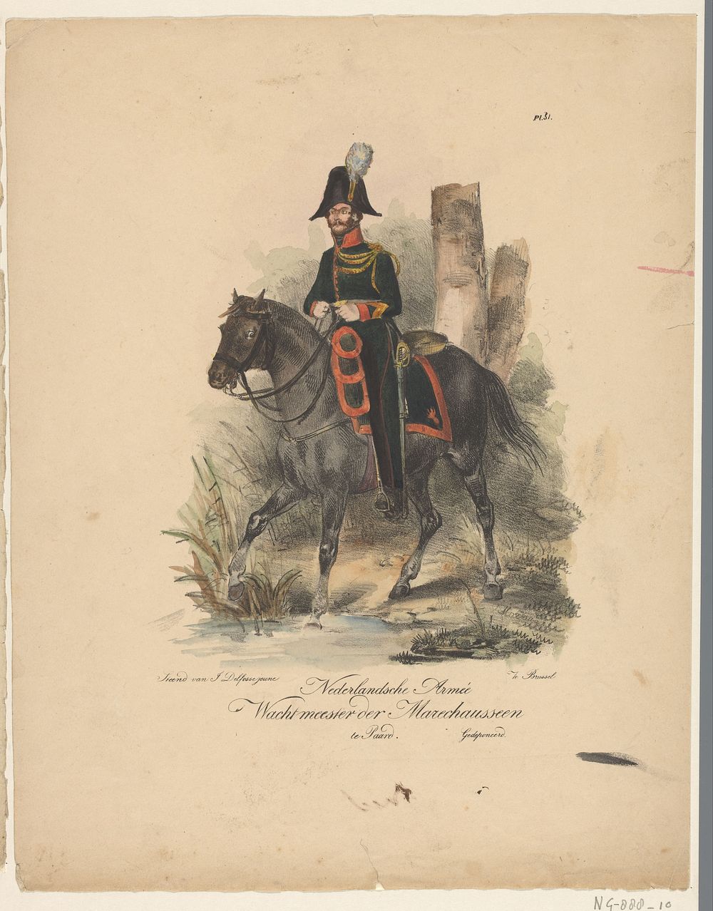 Nederlandsche Armée / Wachtmeester der Marechausseen te Paard (1823 - 1827) by Jean Baptiste Madou and J Delfosse