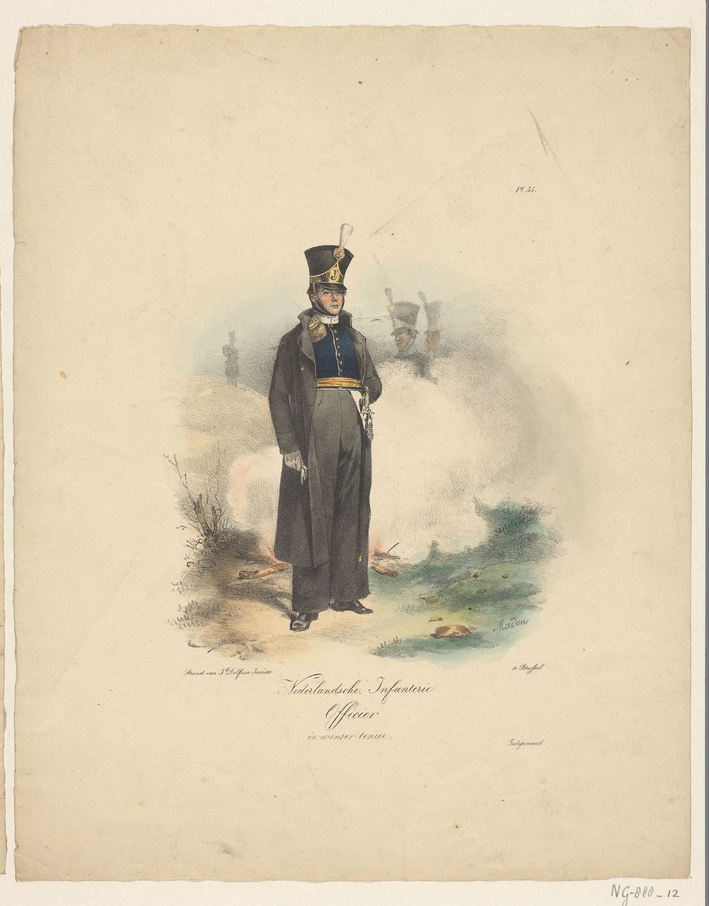 Nederlandsche Infanterie / Officier in winter tenue (1823 - 1827) by Jean Baptiste Madou and J Delfosse
