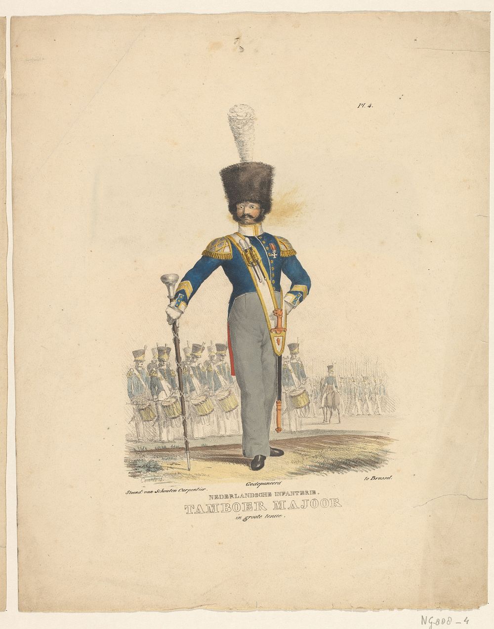 Nederlandsche Infanterie. Tamboer Majoor in groote tenue (1823 - 1827) by Courtois and Schouten Carpentier