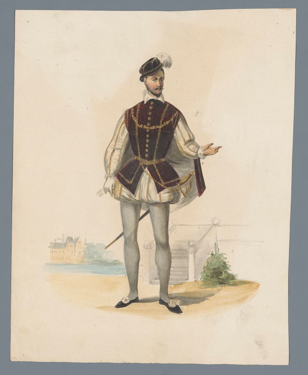 Kostuumprent van een edelman (1840 - 1850) by anonymous