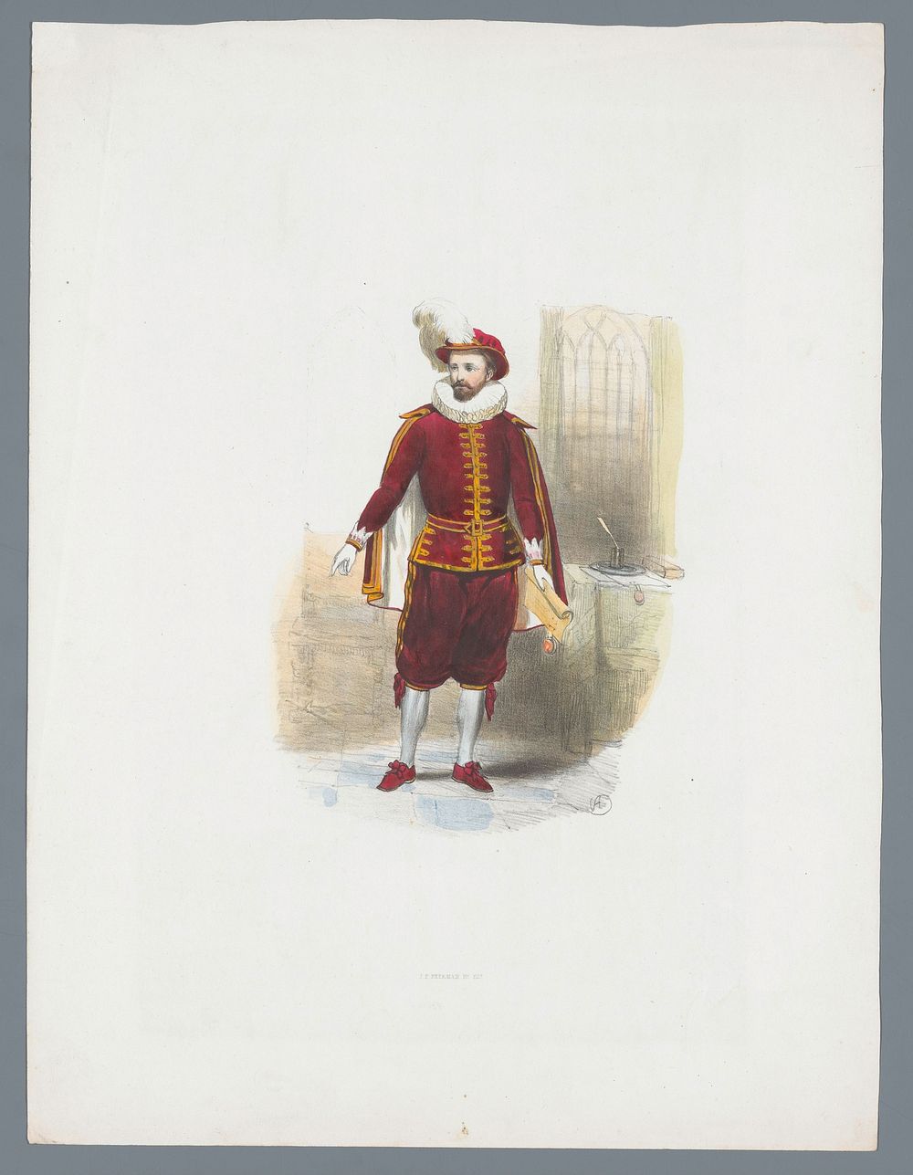 Man in historisch kostuum (1841) by Huib van Hove Bz and J P Beekman Hzn
