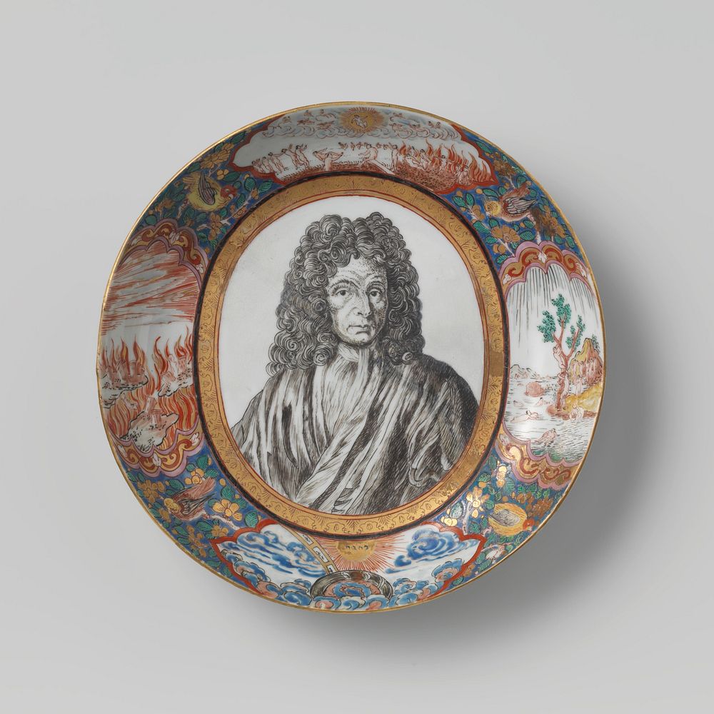 Saucer-dish with a portrait of theologist Willem Deurhof (c. 1700 - c. 1724) by anonymous