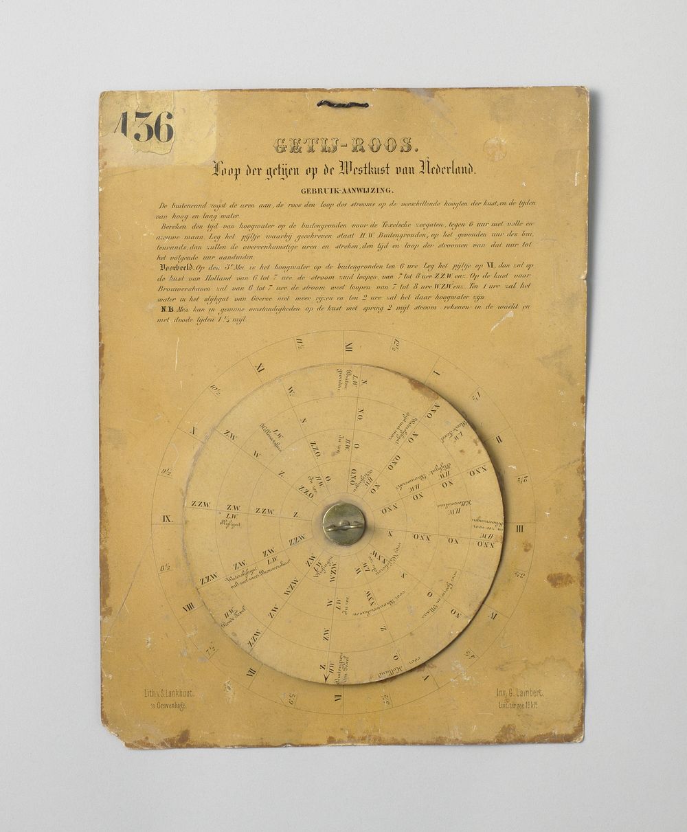 Tide Table for the Dutch West Coast (1870) by Samuel Lankhout and G Lambert