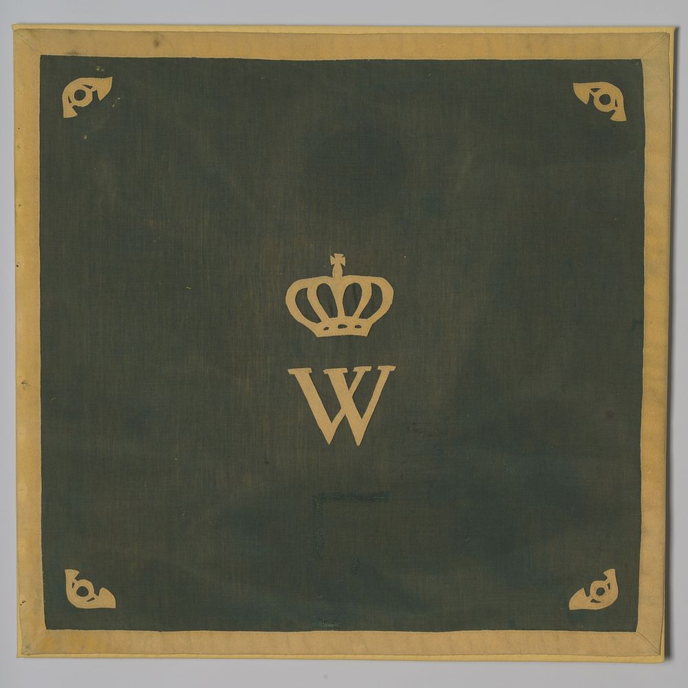 Groene richtvlag met gele, gekroonde W (1831) by anonymous