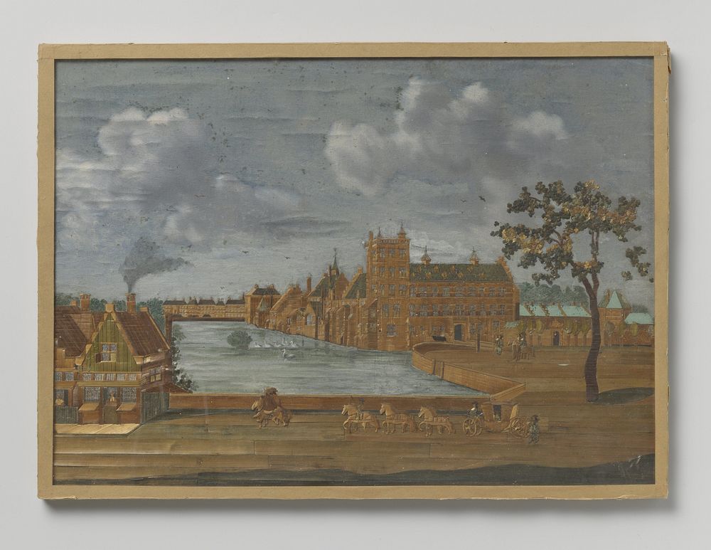 Gezicht op het Binnenhof van de Gevangenispoort gezien (1700 - 1725)