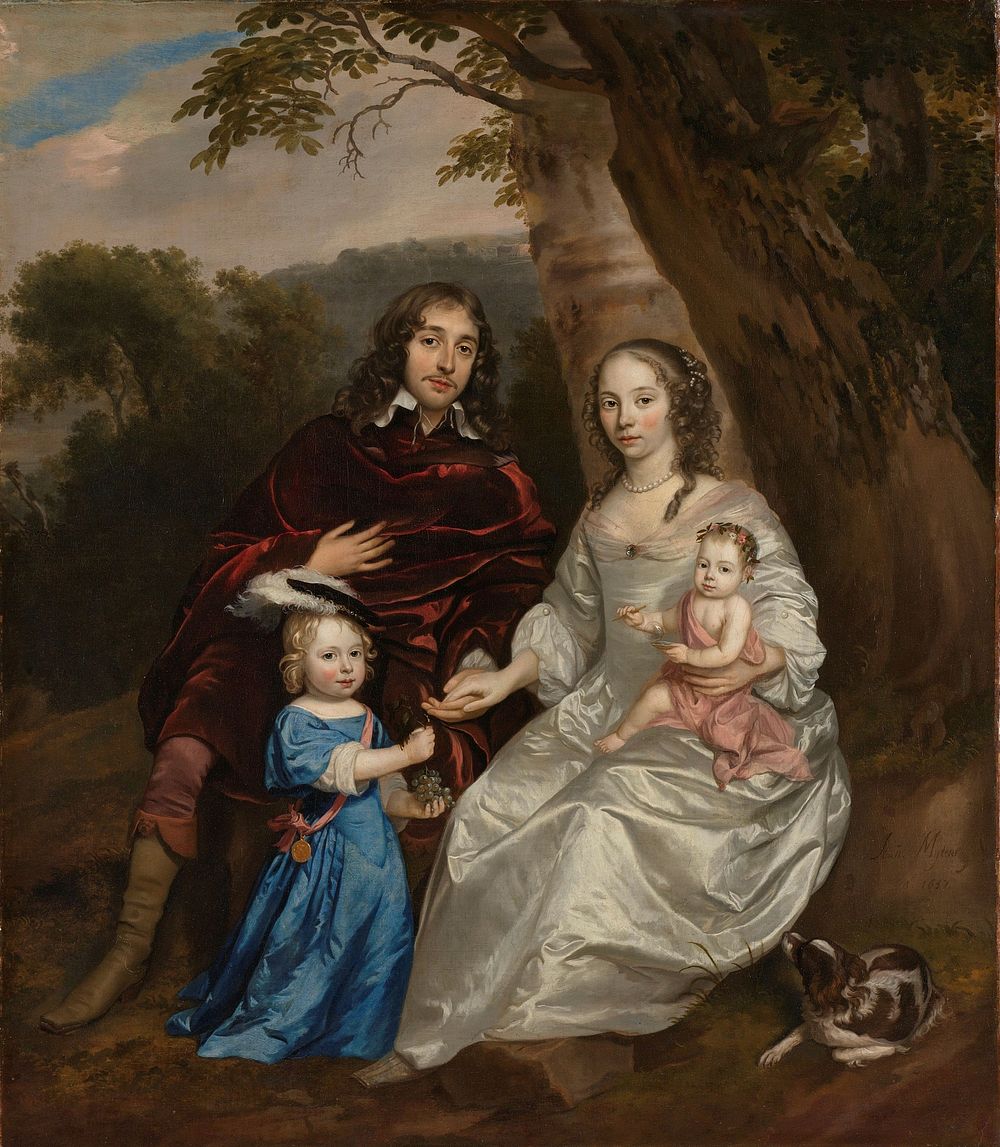Govert van Slingelandt (1623-90), lord of Dubbeldam. With his first wife Christina van Beveren and their two sons (1657) by…