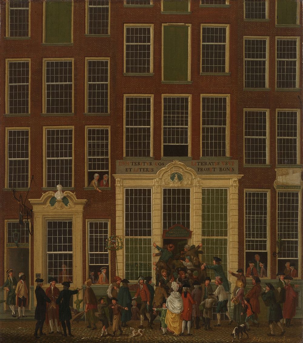 The Bookshop and Lottery Agency of Jan de Groot in the Kalverstraat in Amsterdam (1779) by Isaac Ouwater
