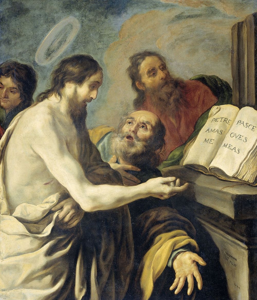 Christ Instructs Peter to Feed My Sheep (1624) by Claude Vignon