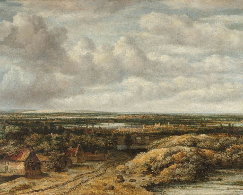 Distant View with Cottages along a Road (1655) by Philips Koninck