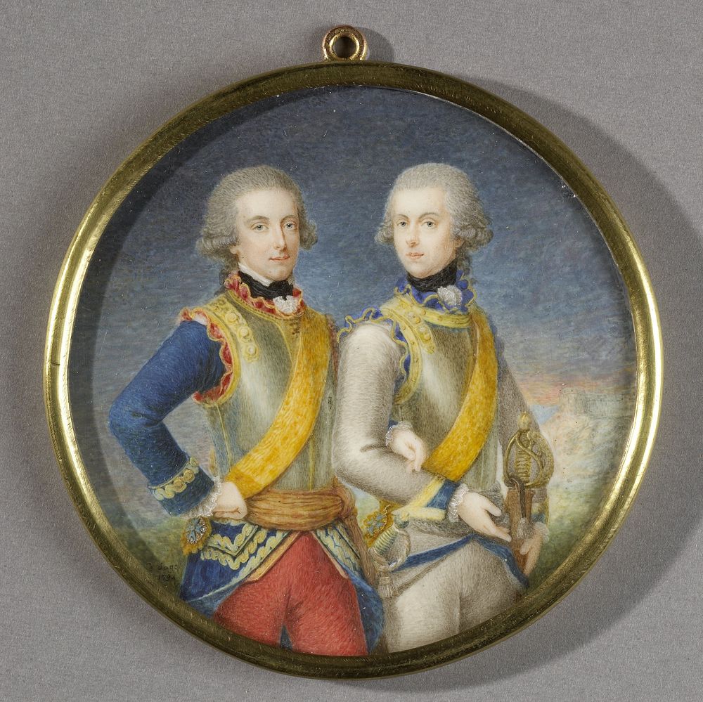 Willem Frederik (1772-1843), prins van Oranje-Nassau, met zijn jongere broer Willem George Frederik (1774-99) (1793) by…