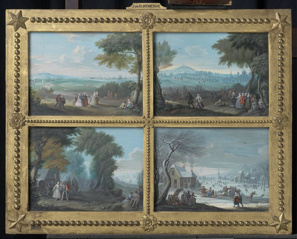 Four Landscapes, Representing the Four Seasons (c. 1735 - c. 1745) by Jacques Guillaume van Blarenberghe, Louis Nicolas van…