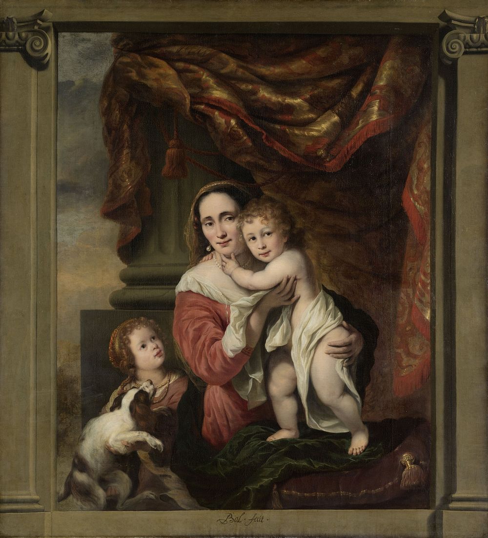 Caritas: Joanna de Geer (1629-1691) with her Children Cecilia Trip (1660-1728) and Laurens Trip (b. 1662) (1662 - 1669) by…