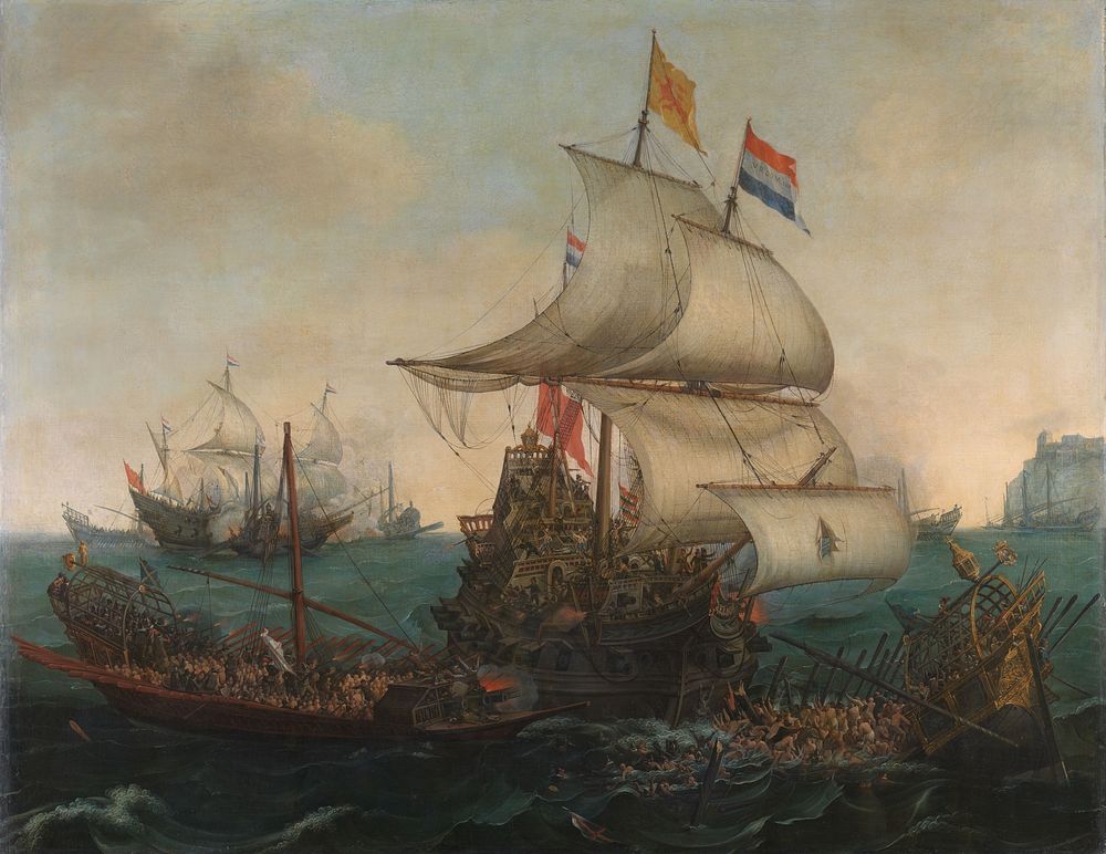 Dutch Ships Ramming Spanish Galleys off the English Coast, 3 October 1602 (1617) by Hendrick Cornelisz Vroom and Cornelis…