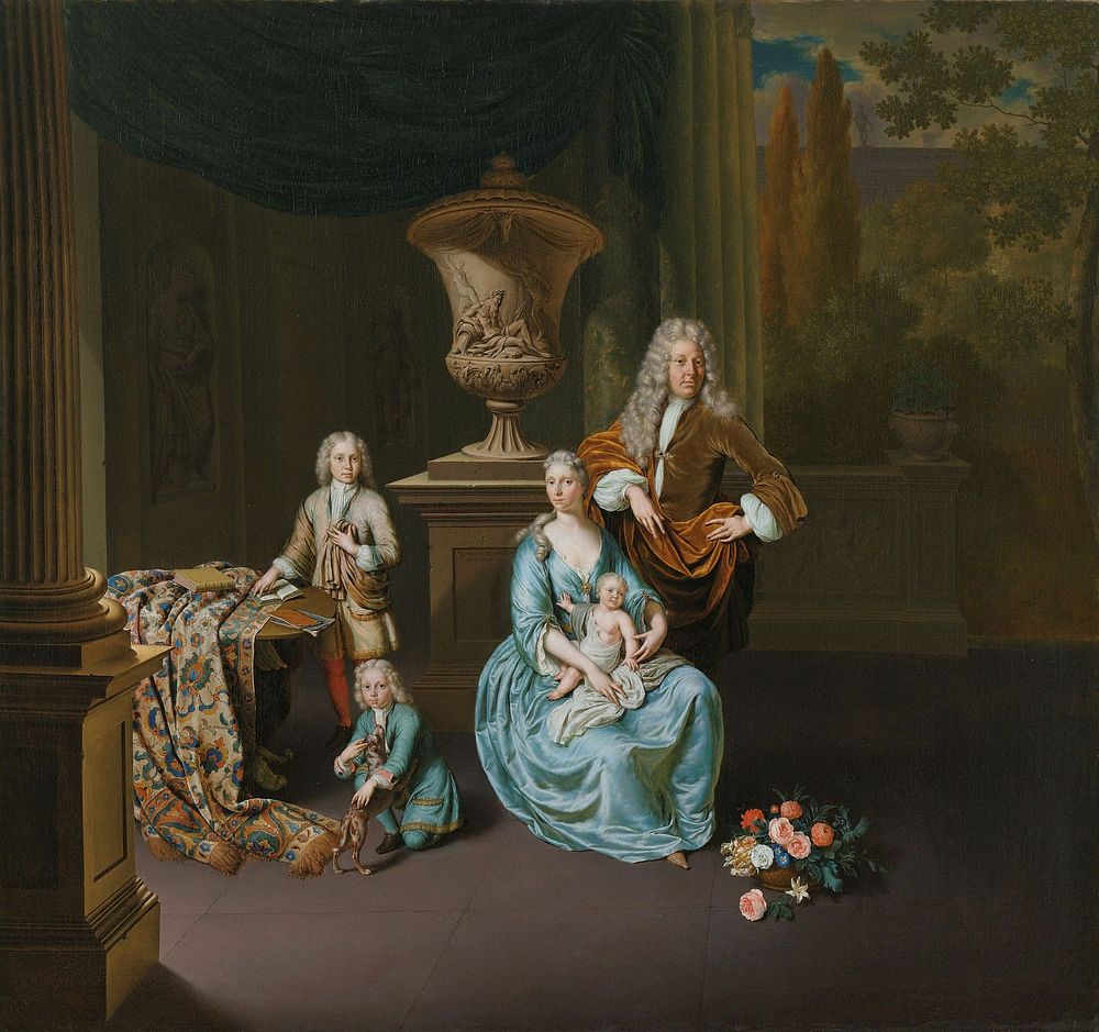 Diederik Baron van Leyden van Vlaardingen (1695-1764). Burgomaster of Leiden, with his Wife Sophia Dina de Rovere and their…