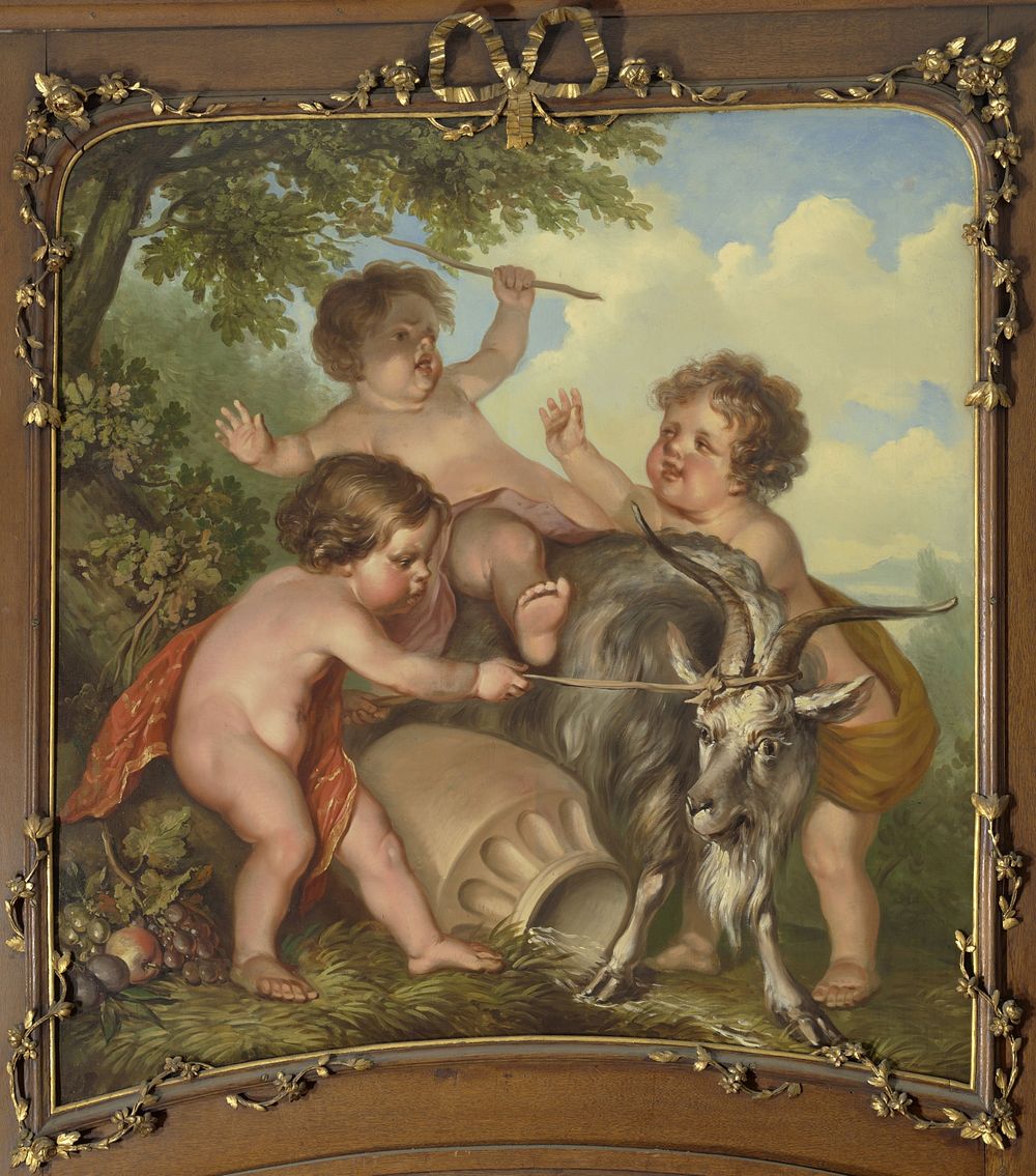 Drie kinderen spelend met een bok (1771) by Jurriaan Andriessen